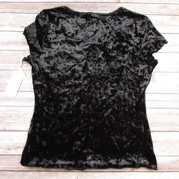 Candies Crushed Velvet Body Con Snap Front Top L - Picture 2 of 6